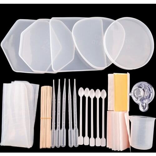 39Pcs Geometric Coaster Resina Epoxi Moldes De Silicona Manualidades Diy Material For Molds Silicone Crafts Knutselen Materialen