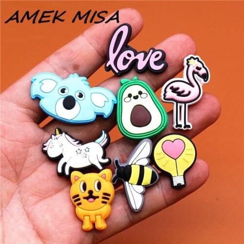 Free shipping 1pcs Cartoon Animals Shoe Charms PVC Croc Decorations Flamingo Unicorn JIBZ Charm Buckle for Kids Party Xmas Gifts