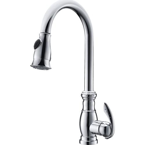 Free ship 2016 NEW DESIGN Chrome clour pull out kitchen spray faucet mixer tap Single hole Deck mounted Swivel Spout