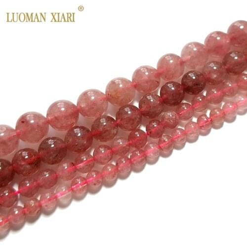 Fine AAA 100% Natural Strawberry Quartz Round Stone Beads For Jewelry Making DIY Bracelet Necklace 4/6/8/10mm Strand 15