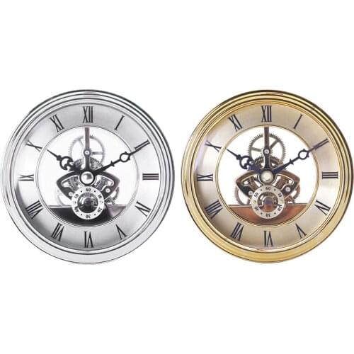 10pcs 97mm Metal Perspective Clock Roman Numeral Silent Wall Clocks Silver Golden