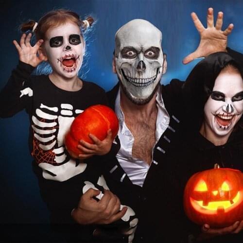 Halloween Skull Face Cover Scary Latex Mask Cosplay Full Head Masks Whole Head Realistic Adult Latex Masque For Halloween Props