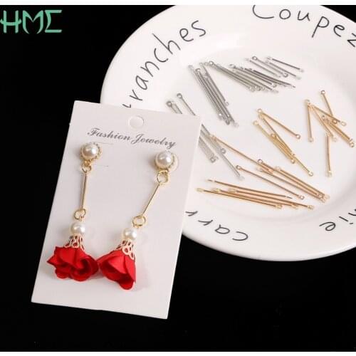 50/100pcs Gold Rhodium Metal Double Cylinder Connecting Rod For Ear Stud Clip Hook Earring Handmade Jewelry Making Accessories