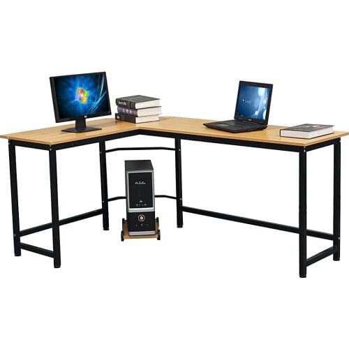 Two Colors L-ShapedL-Shaped Desktop Computer Desk Computer Table PC Desk Rotating Corner Desk & Modern Office Study Workstation