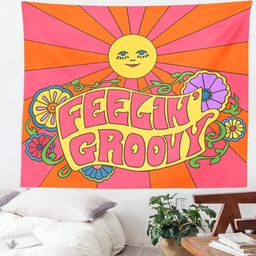 Aesthetic Tapestry Wall Hanging Colorful Sunshine Wall Decor Psychedelic Tapestry Decor Living Room Bedroom Boho backgroundcloth