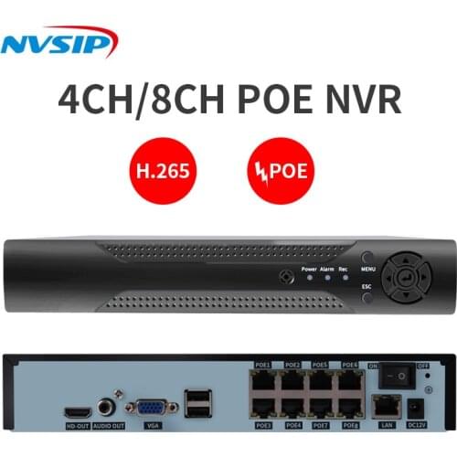 H.265 H.264 POE CCTV NVR Security Surveillance Video Recorder 8CH 8CH 4MP 4CH 5MP PoE NVR IEE802.3af For PoE IP Cameras