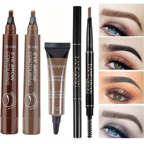 4 Fork Makeup Eyebrow Pen Waterproof Eyebrow Tint Tattoo Pen Brown Black Eyebrow Long Lasting Natural Make Up Eye Brow Pencil