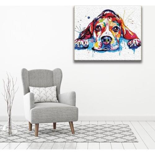 Painting By Numbers Colorful Dog Handmade DIY Unique Gift For Kids Acrylic Pigment Coloring On Canvas Home Wall Art Decor