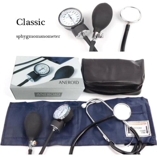 Classic Sphygmomanometer Professional Stethoscope Manual Cuff Blood Pressure Monitor Arm Aneroid kit with Pressure Gauge Gift