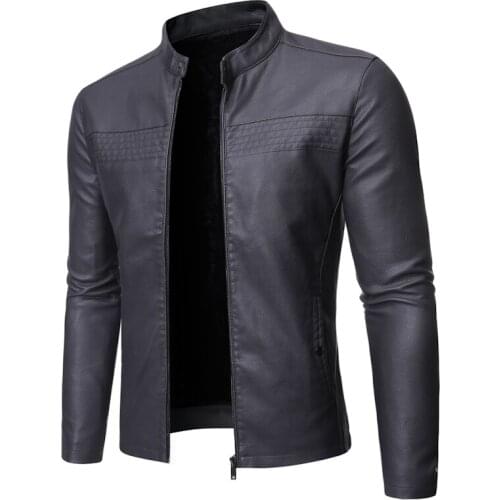 New Suede Men Jacket Stand Collar Motorcycle Leather Jackets Coats Casual PU Jacket Male chaqueta cuero hombre