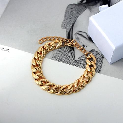 Statement Miami Curb Cuban Thick Bracelets Bangles for Women Men Hip Hop Hollow Geometric Bracelets New Fashion Simple Jewelry