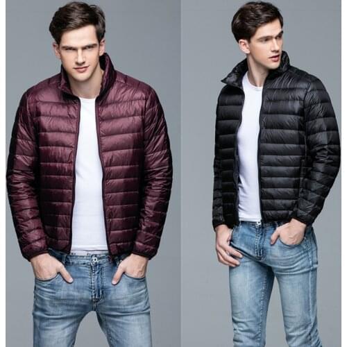 Mens Lightweight Water-Resistant Packable Puffer Jacket 2021 Autumn Winter New Male Casual STANDARD Coat