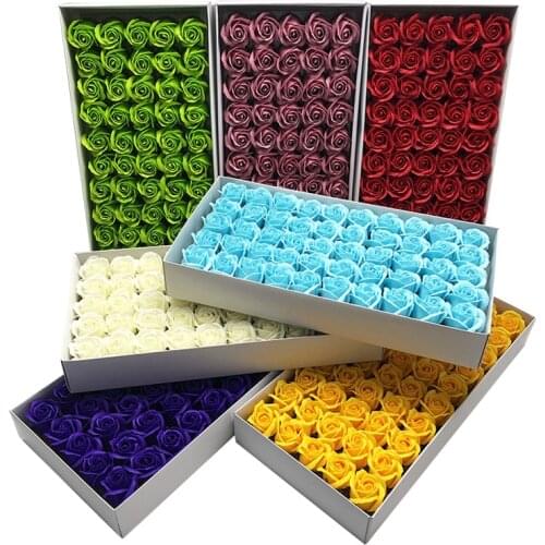 50Pcs/Set Bath Body Flower Floral Soap Rose Flower Head Cheap Artificial Flower For Wedding Decoratio ValentineS Day Gift