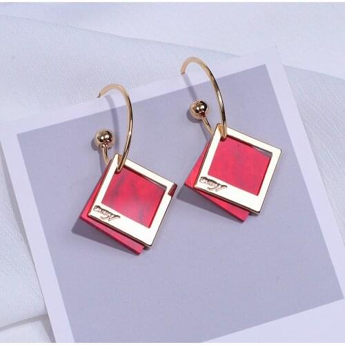 New Square Acrylic Drop Earrings For Ladies Trendy Geometric Dangle Earrings For Women Statement Jewelry Wholesale Party Gift