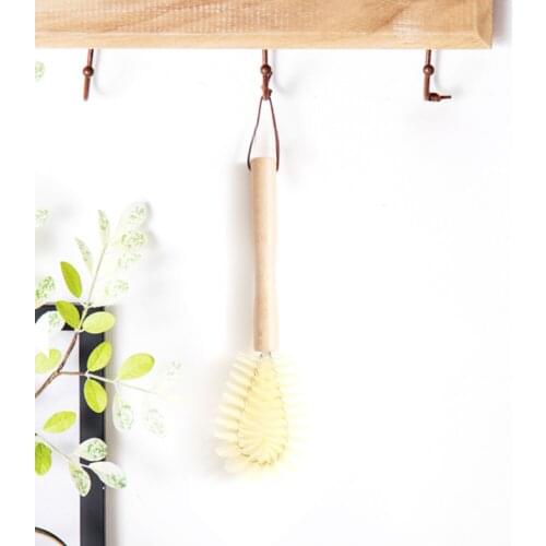 O-shaped Cleaning Brush for Cup Bowl Wooden Handle Bottle Set Hook Kitchen Coffe Tea Glass Cup Householder Cleaner Brush ideal