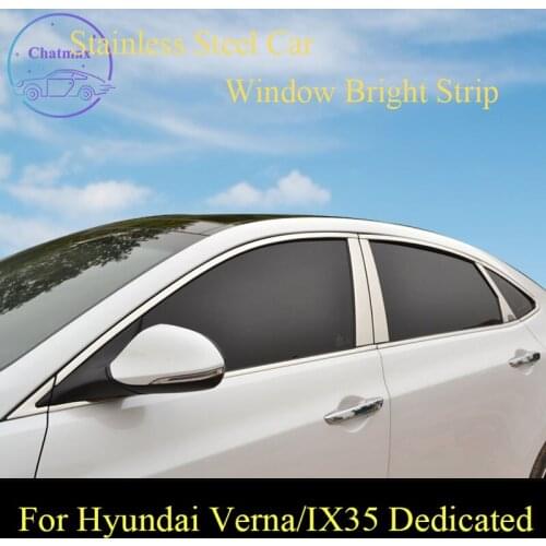 Stainless Steel Bar Car Window Trim for Hyundai Verna/IX35 Car Door Window Bright Strip Decoration Accessory
