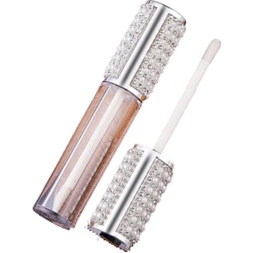 Plastic Cosmetic Packaging Filling Container Clear Lipgloss Tubes Elegant Silver Cap Empty Round Lip Gloss Wand Tube 30/50pcs