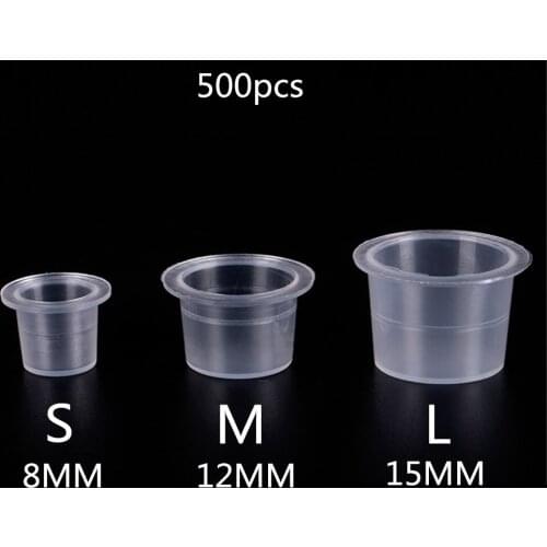 500/1000 PCS Plastic Disposable Microblading Tattoo Ink Cups S/M/L Permanent Makeup Pigment Clear Holder Container Cap