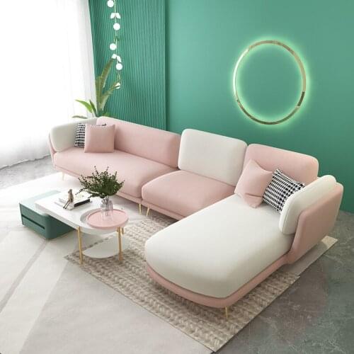 Simple Modern Ins Nordic Fabric Light Luxury Net Red Flannel Sofa Small Apartment Three Ladys Corner Combination