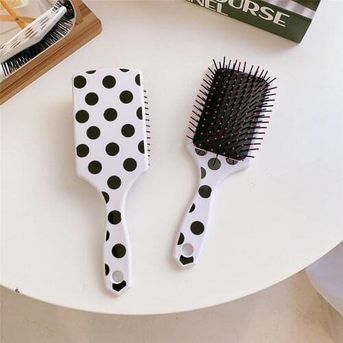 Simple Black and White Wave Dot Air Cushion Comb Girl Student Dormitory Home Long Hair Massage Comb Portable Hair Styling Tools