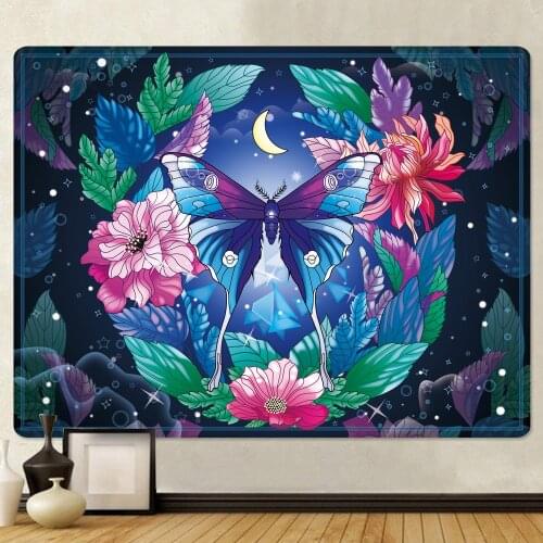 Plants Flowers Butterfly Psychedelic Scene Home Decoration Art Tapestry Bohemian Decoration Sofa Blanket Large Size Sheets