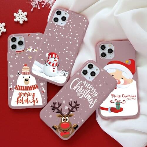 Cartoon Christmas Case Deer For Coque iPhone 12 Pro Max 11 11pro 12mini XS Max X Xr 7 8 6 6S Plus SE 2020 5 S 12pro Cover Fundas