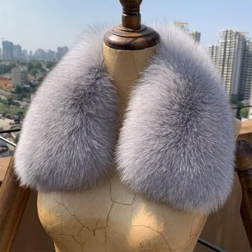 JKP Real Fox Fur Square Collar Womens Scarves Winter Natural Fox Fur Wraps and Shawl Fashion Coat Accessories Luxury Scarf