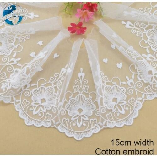15cm width Cotton embroid lace sewing ribbon guipure lace african lace fabric trim warp knitting DIY Garment Accessories#3092