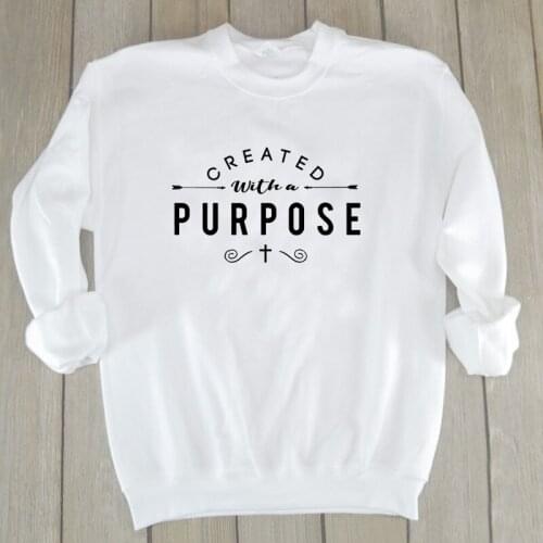 Created with A Goal Letter Women Crewneck Cotton Long Sleeve Sweatshirt Hoodies Fashion Pullover Clothing Drop Shipping goth