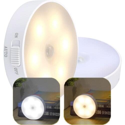 LED Night Light Two-color Adjustable Human Body Induction Wall Light Wireless Energy Saving Bedroom USB Bedside Lamp