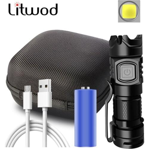 The Brightest Mini Led Flashlight USB Rechargeable Super Bright Torch High Quality Aluminum Waterproof Self Defense Lantern 10W