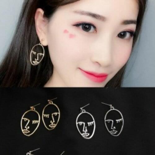 New Personality Face Hollow Earrings Face Oval Earrings Drop Earrings For Women Cubic Zirconia Fashion Jewelry