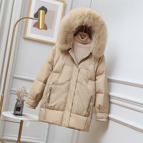 2021 Winter 90% White Duck Down Coat Women Big Real Fox Fur Hooded Warm Parkas Female Puffer Jacket Snow Outwear