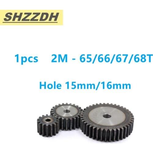 1pcs 2M 65T 66T 67T 68T inner hole 15mm 16mm spur gear standard hole 90 degree 45# steel quenching processing