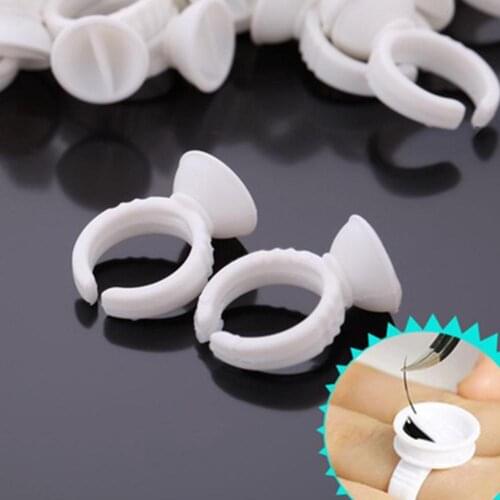 100Pcs Disposable Glue Ring Pallet Holder for Eyelash Extension Tattoo Pigment Eyelash Extension Glue Ring Eyelash Pallet Holder