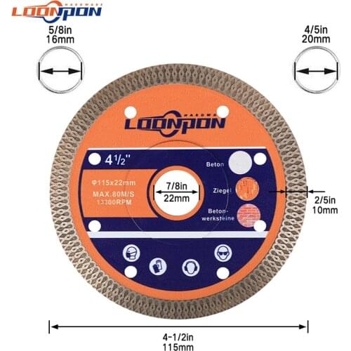 115mm Turbo Diamond Saw Blade Disc For Porcelain Tile Ceramic Granite Marble For Angle Grinder Diamond Dry Saw Blade
