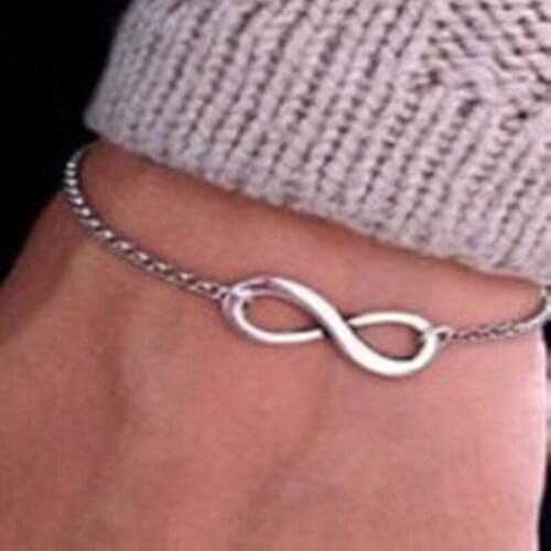 2021 hot cheap jewelry Fashion silver/ gold color 8 design bracelet infinity shape sideways charm Bracelets for women
