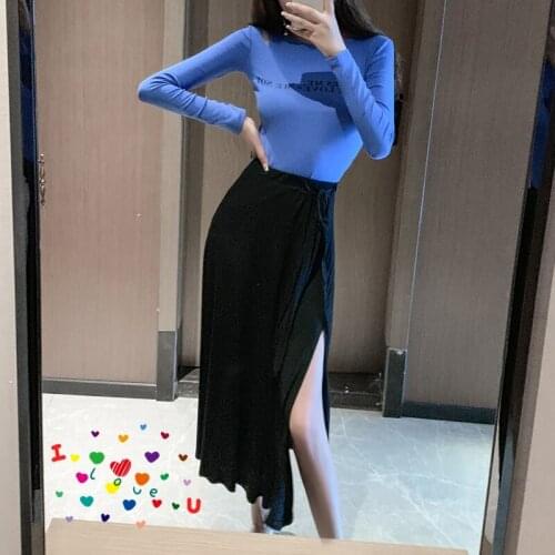 2021 spring light mature style half-length skirt sexy nightclub feminine light mature style black half-length A-line skirt