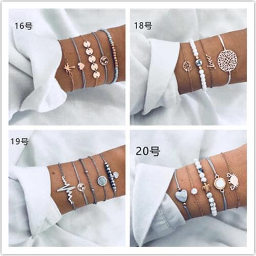 Fashion Women Bangle Jewelry Rope Crystal Alloy Bracelets Gift 5 pc