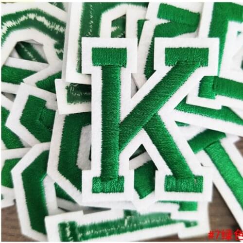 5pcs Dark Green Letter Embroidery Iron on Name Patch Clothes Bag Pants Diy Stickers 26 Alphabet Sew on Kids Decoration Applique