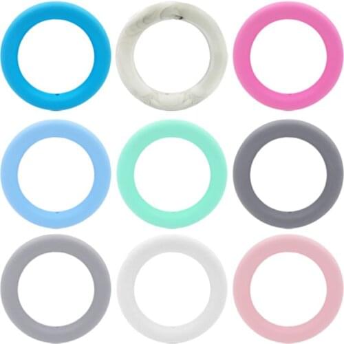5Pcs/Pack 65mm Silicone Teether Ring Beads DIY Baby Chewable Nursing Teething Shower Gifts