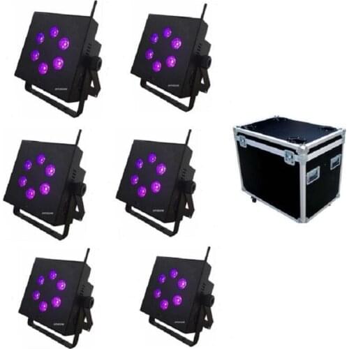 6pcs wiht charging flight case 6x10w/6x12w/6x15w rgbw rgbwa rgbwa uv dmx par battery indoor wedding wireless stage par light