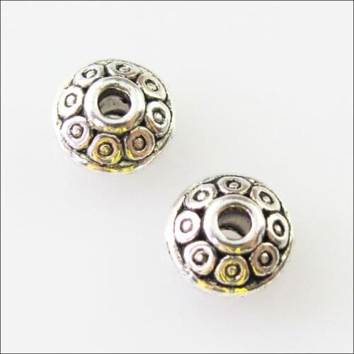 70Pcs Tibetan Silver Color Round Cone Spacer Beads Charms 7mm