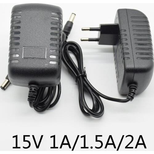 AC/DC Adapter DC 15V 1A 1.5A 2A AC 100-240V Converter Adapter Power 15 V Volt Charger Power Supply EU Plug 5.5*2.5mm/2.1mm