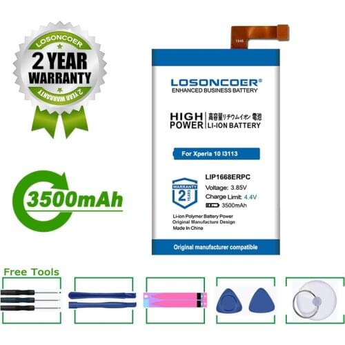 LOSONCOER Battery 3500mAh LIP1668ERPC Battery For Sony Xperia 10 I3113 I3123 I4113 I4193
