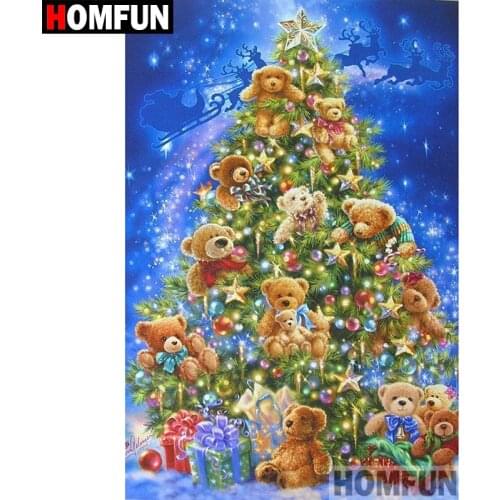 HOMFUN 5D DIY Diamond Painting Full Square/Round Drill "Christmas tree" 3D Embroidery Cross Stitch gift Home Decor A02384