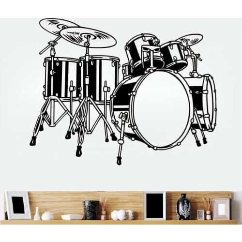 Drum Set Wall Sticker Musical Instruments Wall Decal Kids Children Room Decoration Removable Art Vinyl Murals