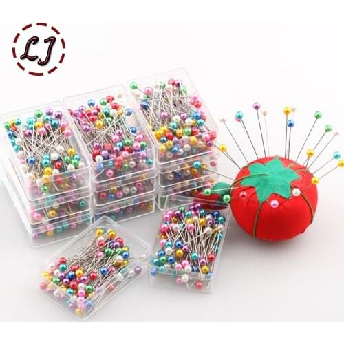 Wholesale 100pcs/pack colorful kintted Pearl light locating pins patchwork sewing pins positioning needle garment accessory DIY