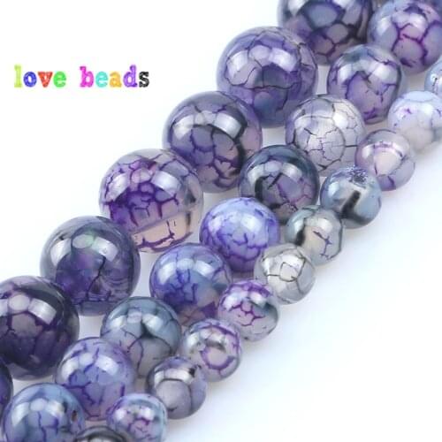 6/8/10mm Purple Dragon Vein Agates Beads Natural Stone Round Beads for Jewelry Making DIY Bracelet Accessories 15‘’ Strand