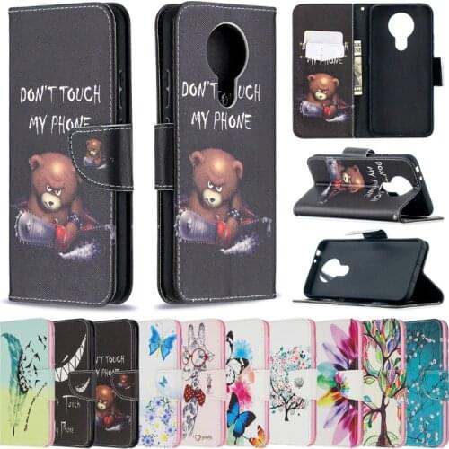 50pcs/lot Printed Patterns Flip Phone Case For OPPO A5 A5X A3S A12E Realme C1 6 Narzo Find X2 Neo 3 pro Case +Stand Holder
